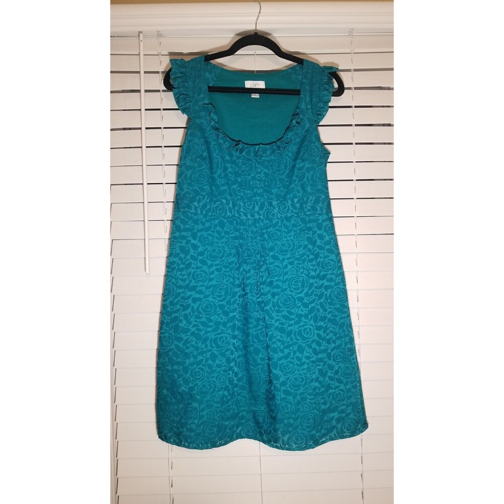 Women's ANN TAYLOR LOFT Green Floral Print Dress Size 8